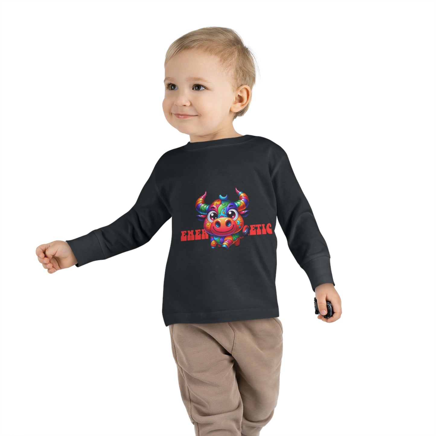 EnerBullgetic Cartoon Bull Toddler Long Sleeve Tee