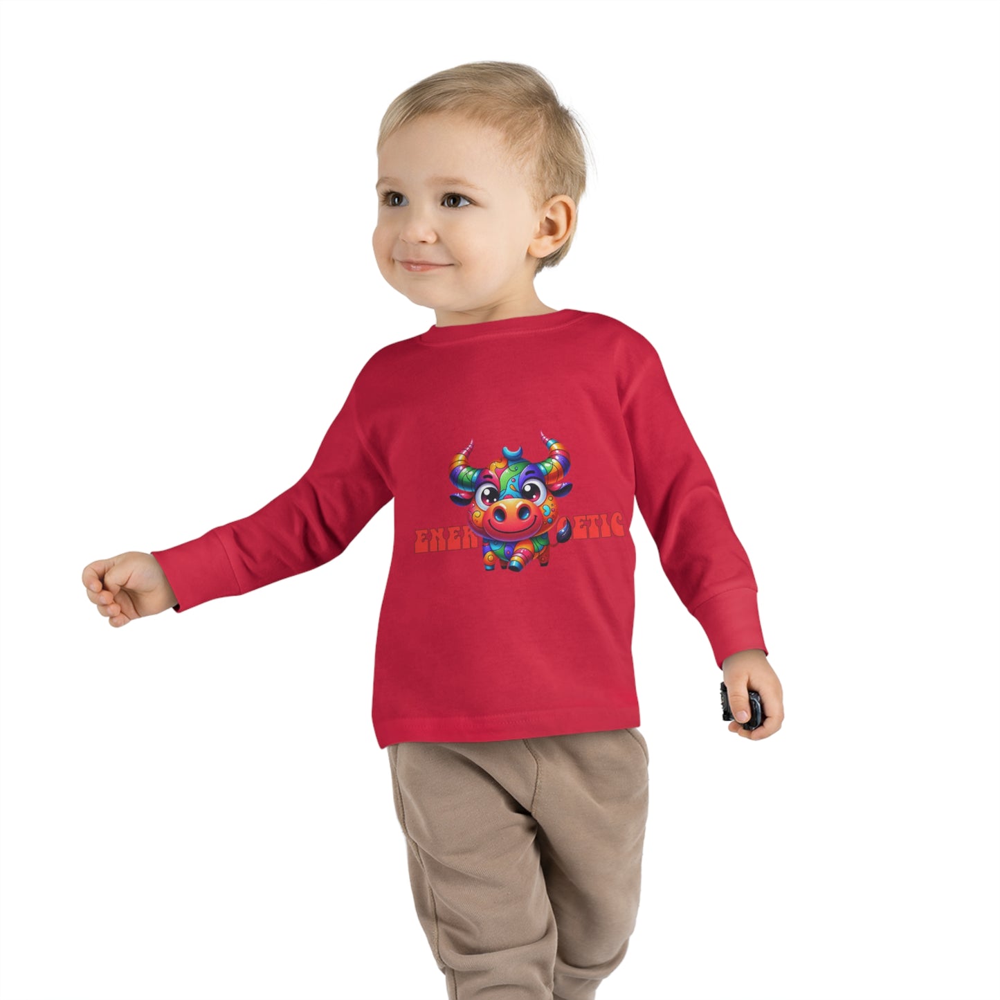 EnerBullgetic Cartoon Bull Toddler Long Sleeve Tee