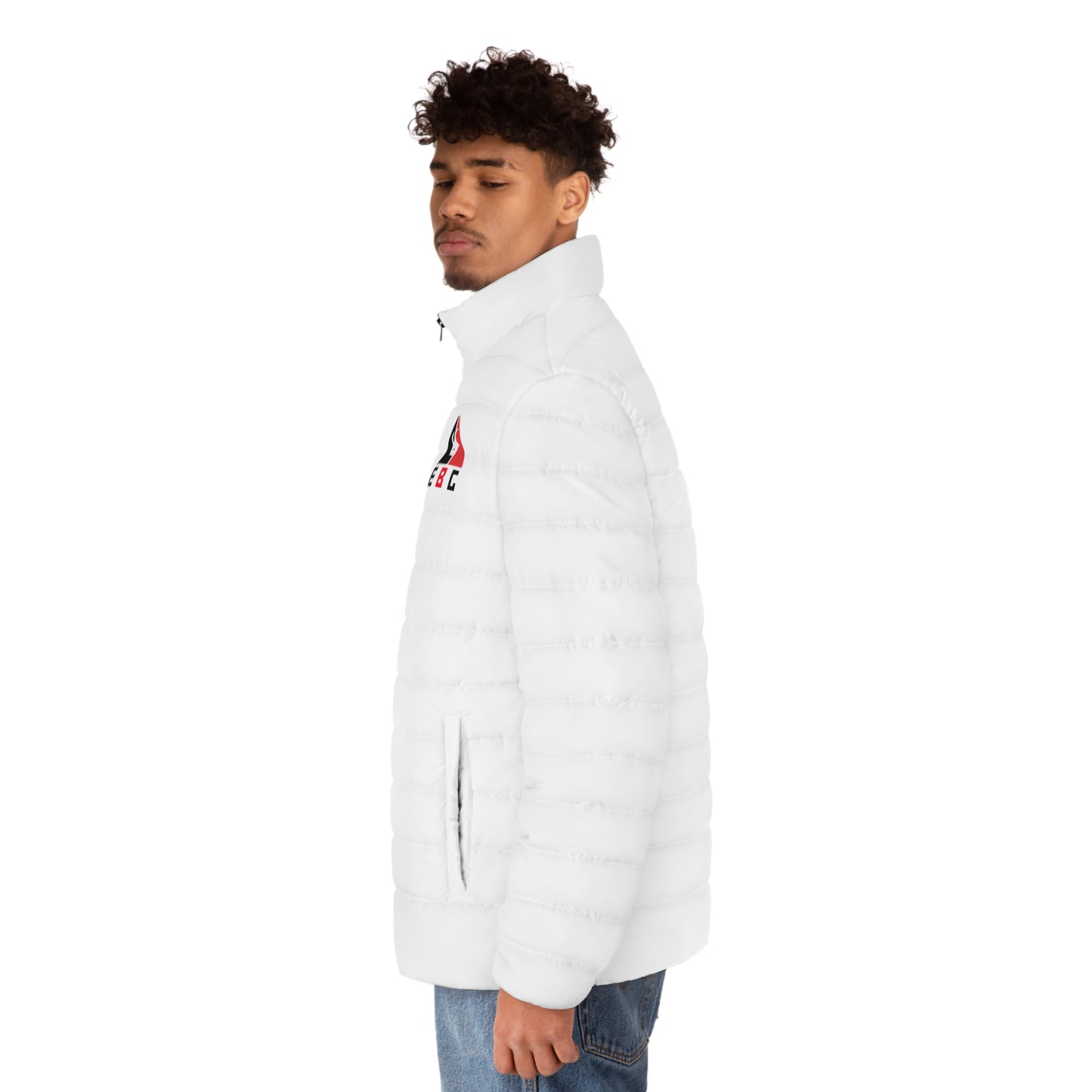 White Edition Logo Patch Men's Puffer Jacket