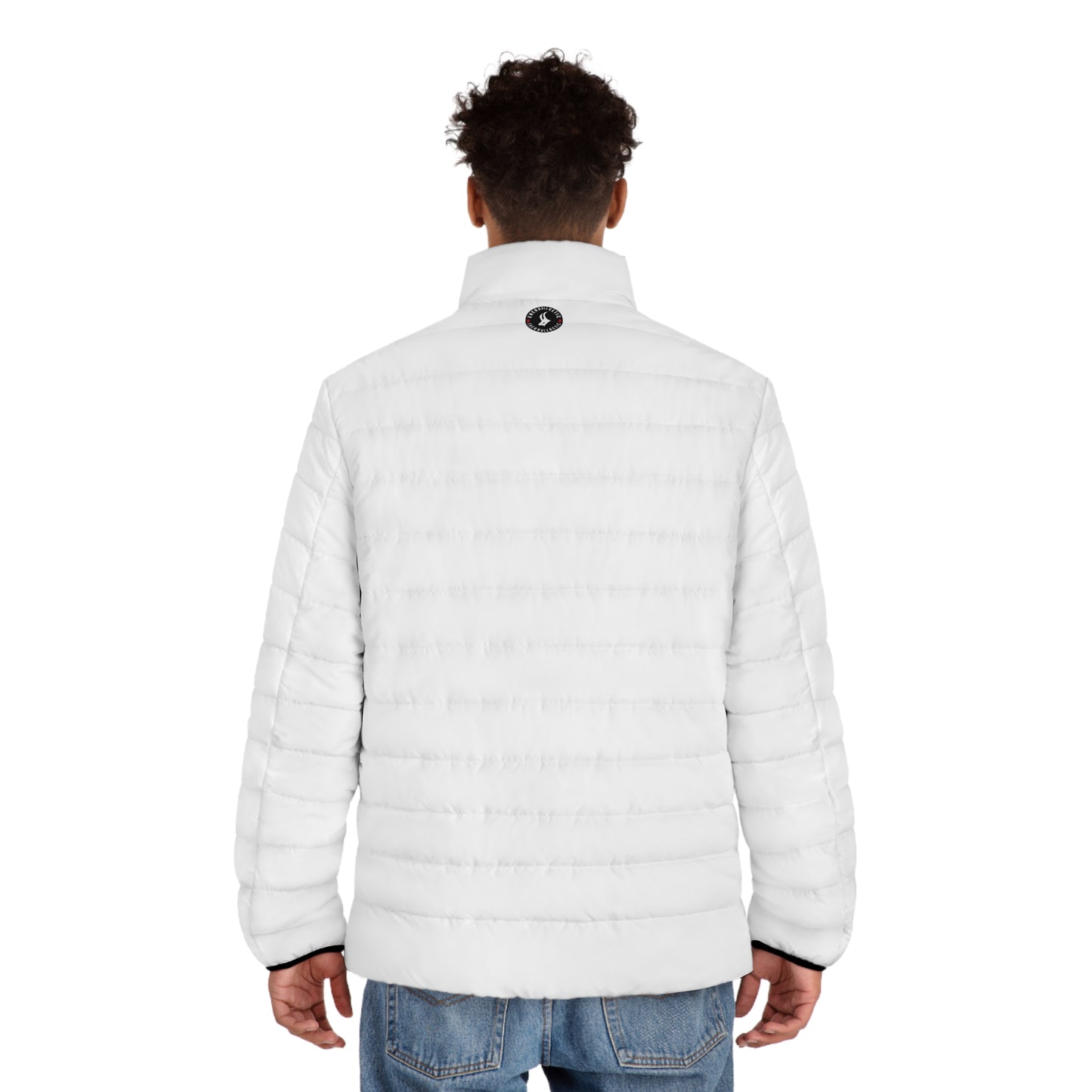 White Edition Logo Patch Men's Puffer Jacket