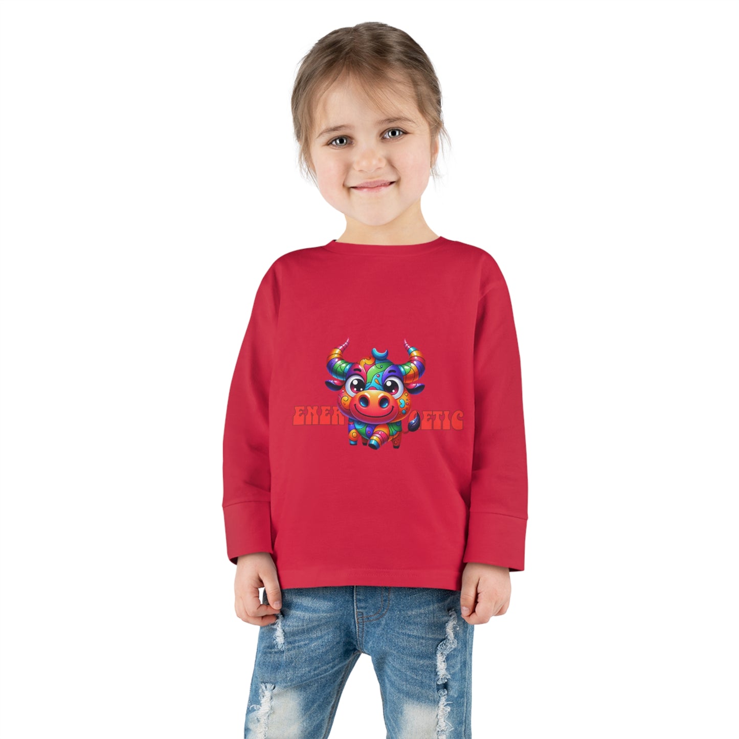EnerBullgetic Cartoon Bull Toddler Long Sleeve Tee