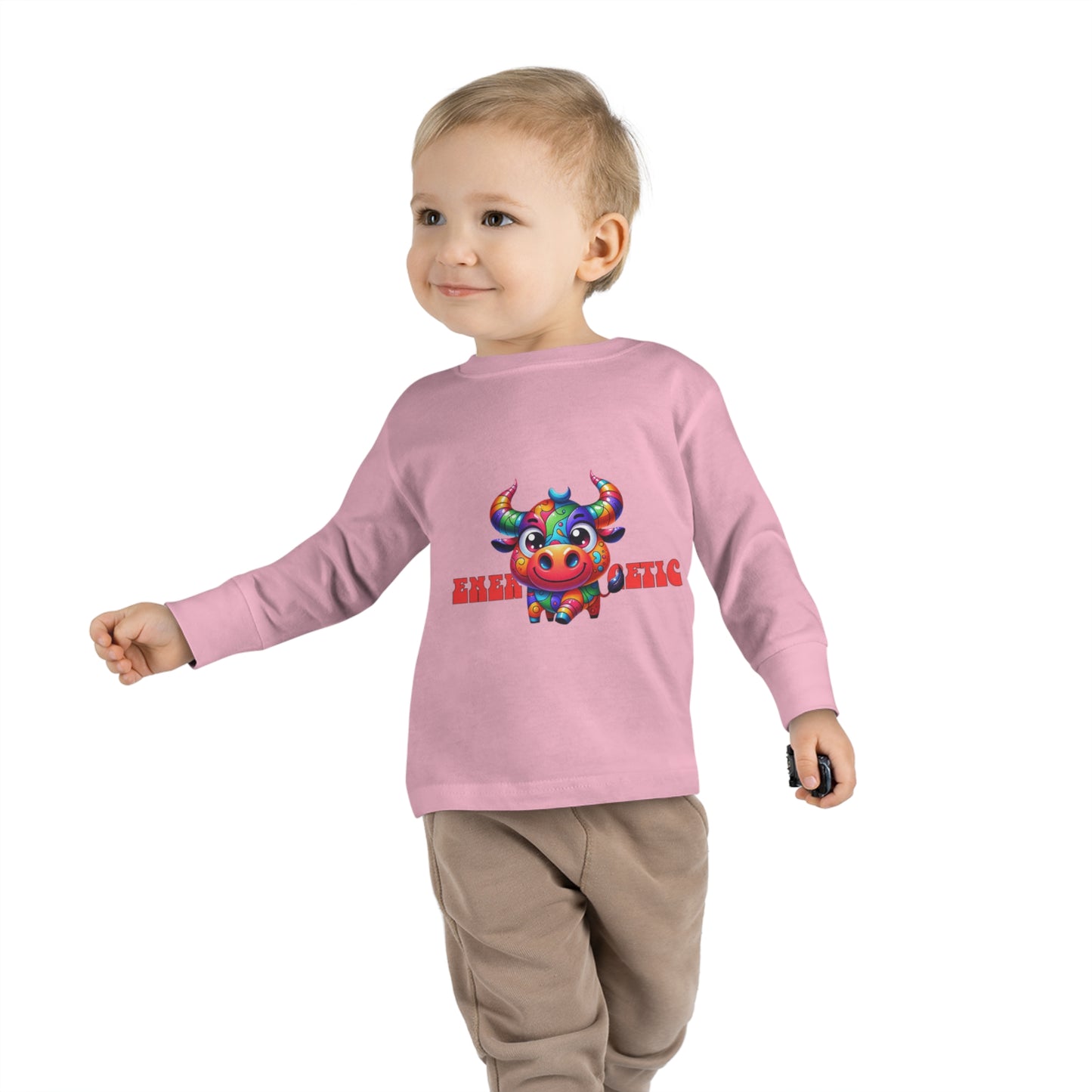 EnerBullgetic Cartoon Bull Toddler Long Sleeve Tee