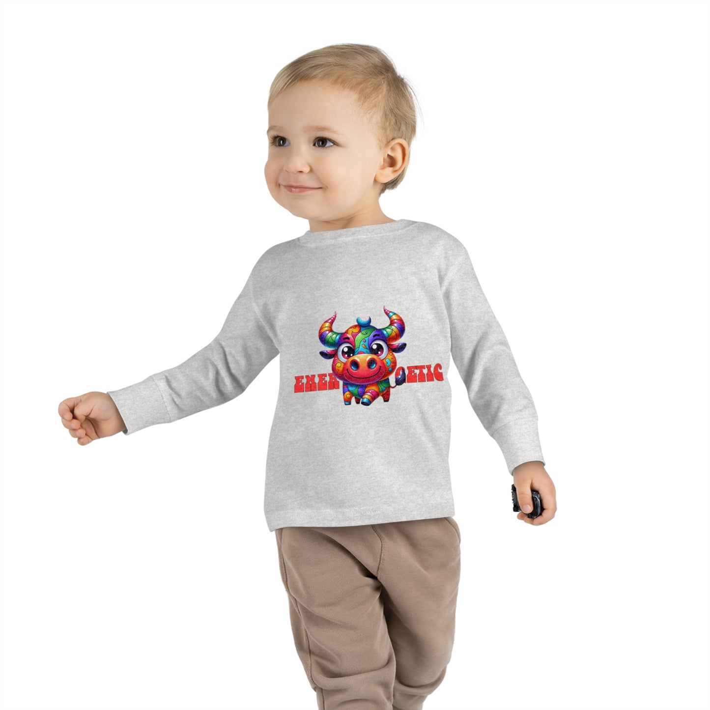 EnerBullgetic Cartoon Bull Toddler Long Sleeve Tee