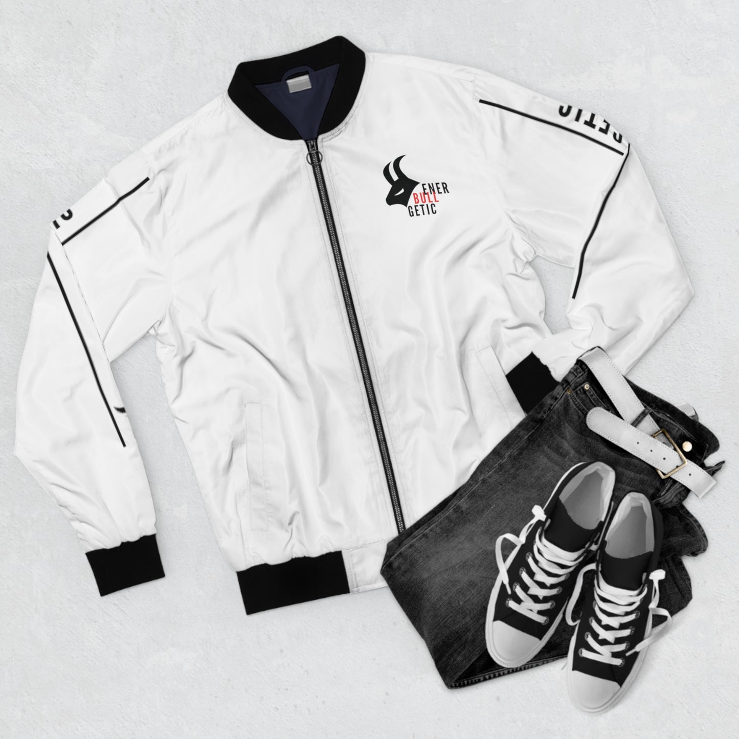 EnerBullgetic Striped White Edition Men's Bomber Jacket