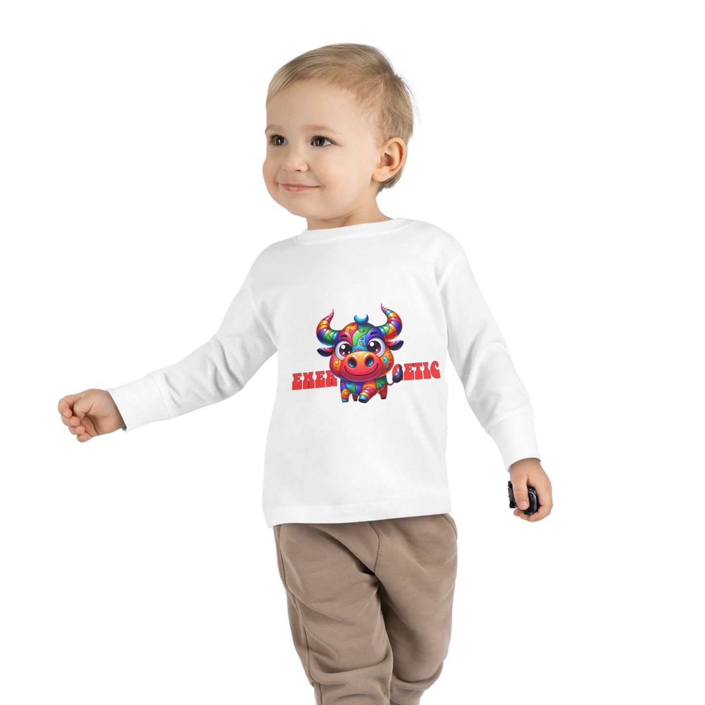 EnerBullgetic Cartoon Bull Toddler Long Sleeve Tee