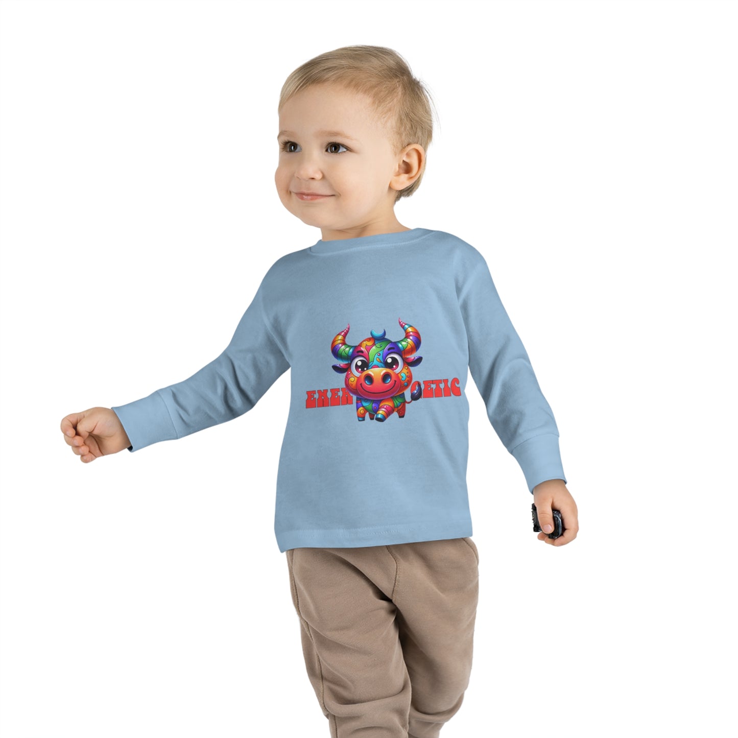 EnerBullgetic Cartoon Bull Toddler Long Sleeve Tee