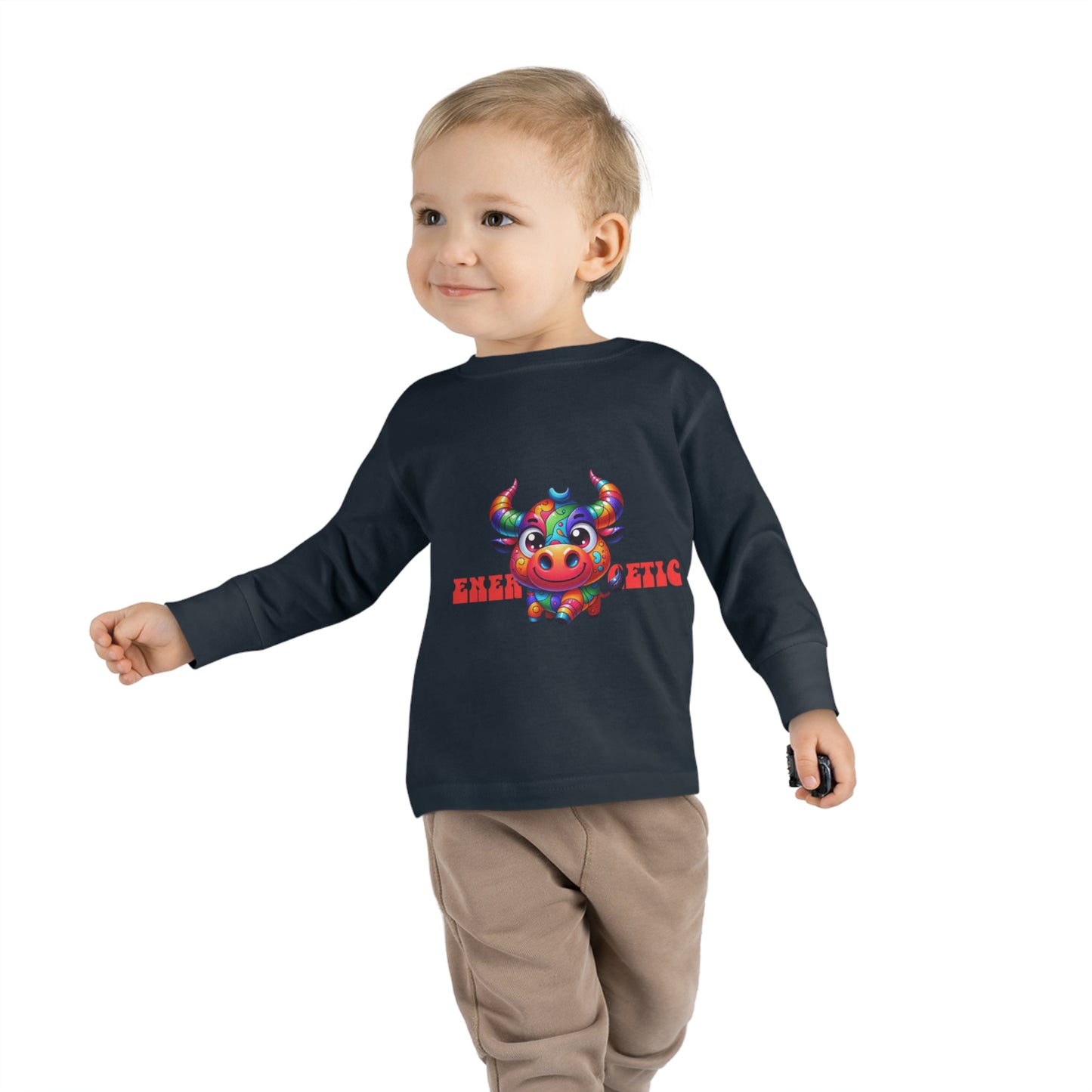 EnerBullgetic Cartoon Bull Toddler Long Sleeve Tee