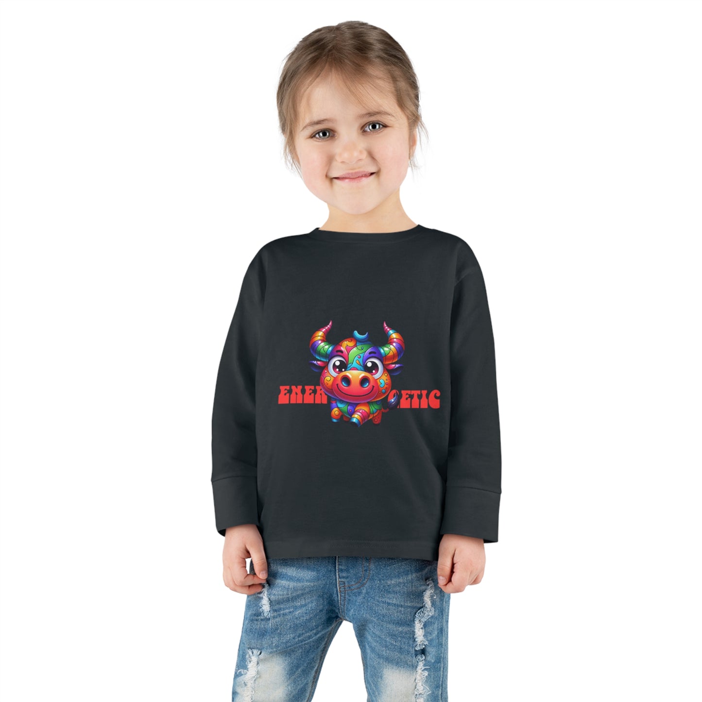 EnerBullgetic Cartoon Bull Toddler Long Sleeve Tee