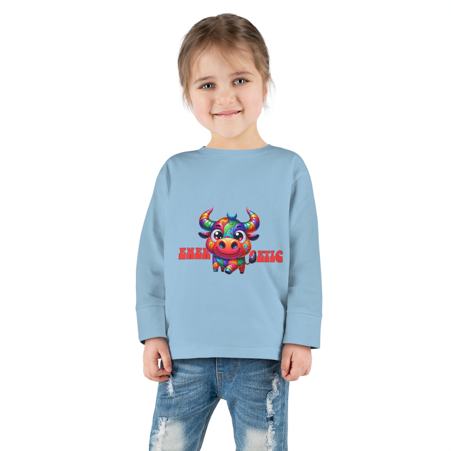 EnerBullgetic Cartoon Bull Toddler Long Sleeve Tee