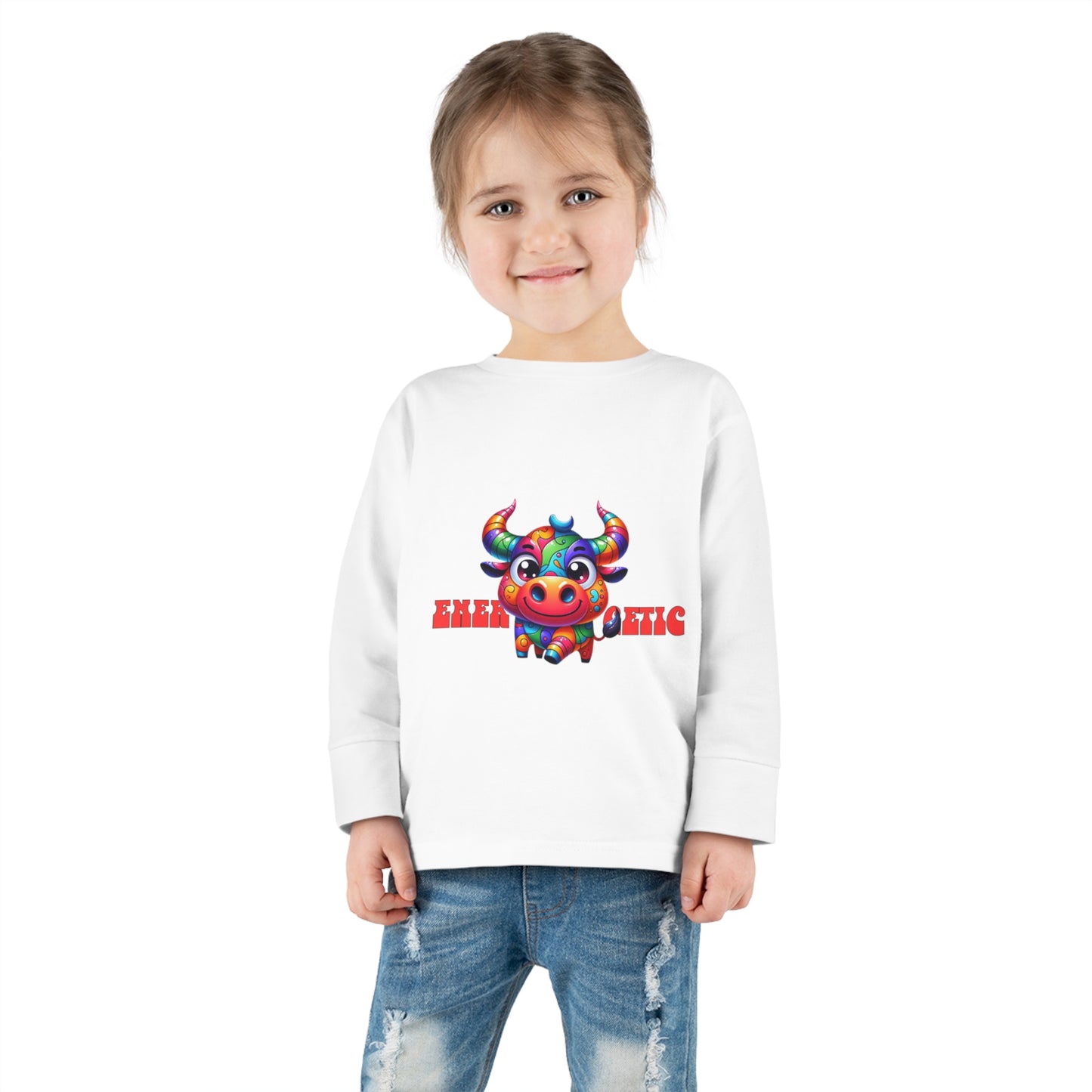 EnerBullgetic Cartoon Bull Toddler Long Sleeve Tee