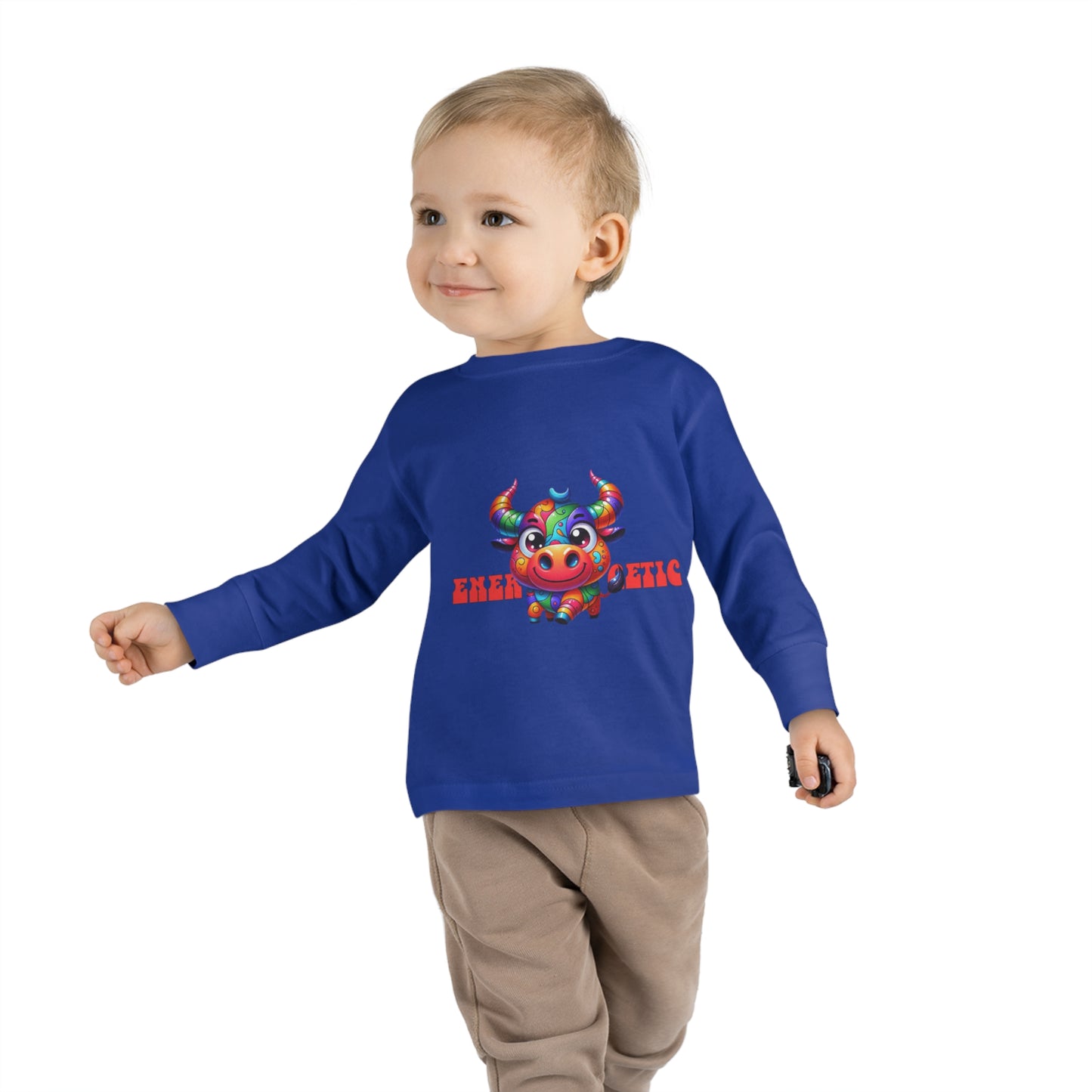 EnerBullgetic Cartoon Bull Toddler Long Sleeve Tee