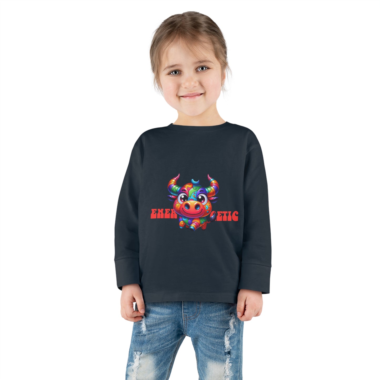 EnerBullgetic Cartoon Bull Toddler Long Sleeve Tee