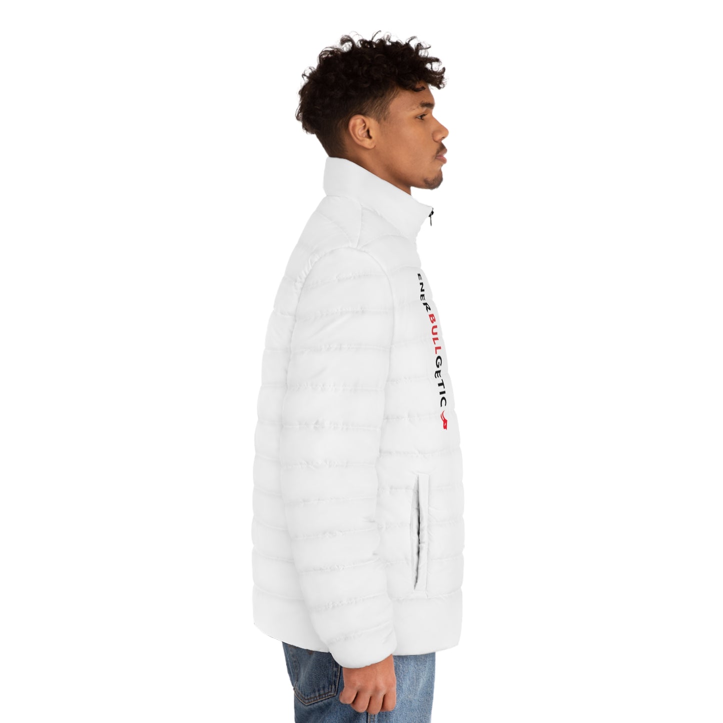 White Edition Logo Patch Men's Puffer Jacket