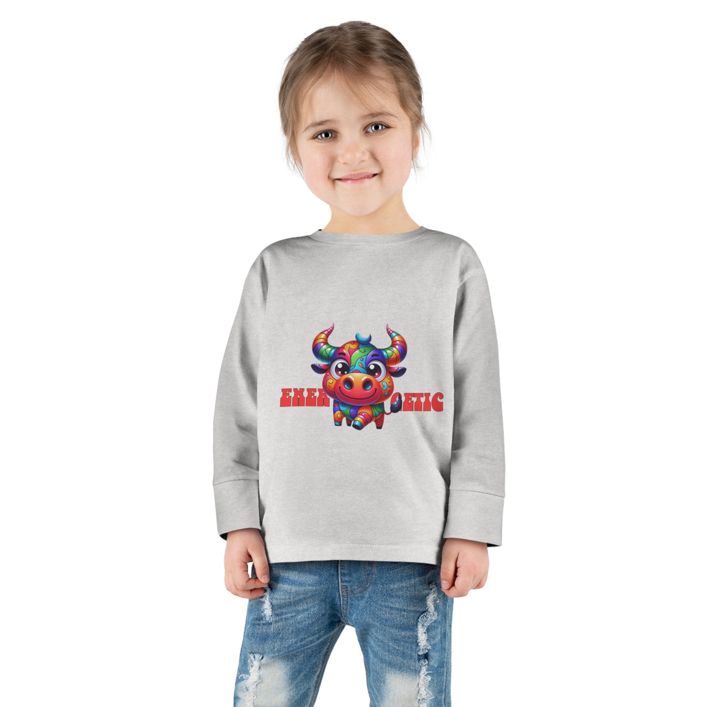 EnerBullgetic Cartoon Bull Toddler Long Sleeve Tee