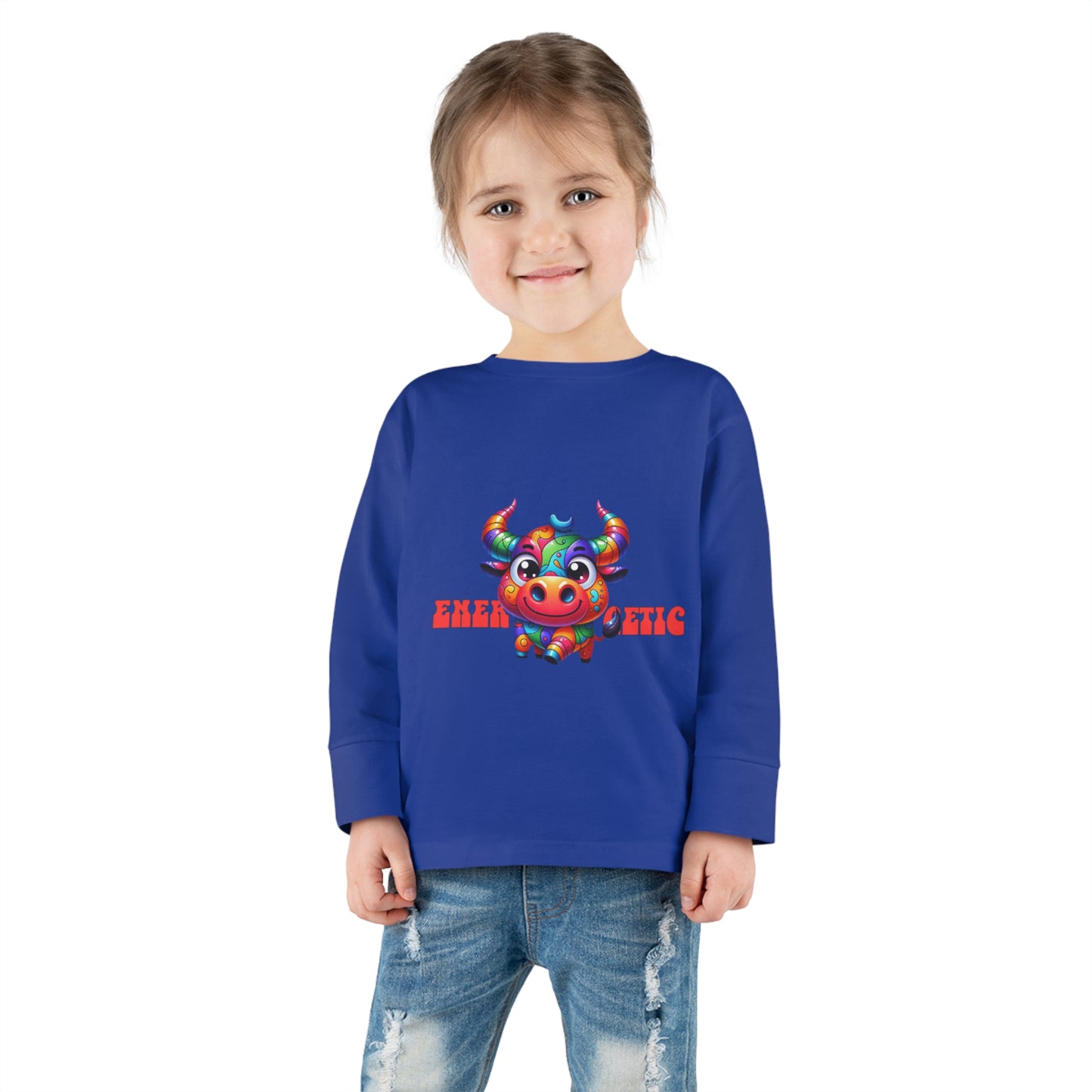 EnerBullgetic Cartoon Bull Toddler Long Sleeve Tee